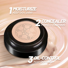 Mushroom Head Air Cushion Foundation, Nude Makeup Moisturising Whitening CC Cream Liquid Foundation Even Skin Colour Makeup Foundation (Natural)
