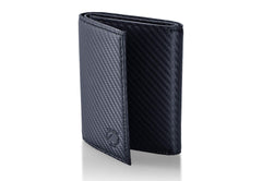 Stealth Mode Leather Trifold RFID Wallet For Men With Flip Out ID Holder - Carbon Fiber