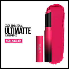 Maybelline New York Color Sensational Ultimatte Matte Lipstick, Non-Drying, Intense Color Pigment, More Magenta, Magenta Pink, 0.06 oz