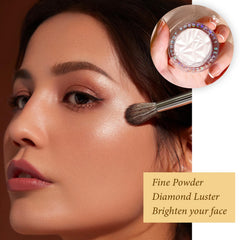 Highlighter Powder Makeup Palette, Diamond Shine Highlighter, Face Highlighter Palette with Brush, Long Lasting Lightweight Shimmer Colors for Highlighting and Contouring (Pearl White)