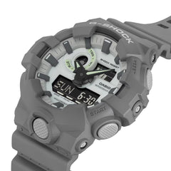 G-Shock Casio GA700HD-8ADR Analog/Digital Wrist Watch with Grey Rasin Band, 50 mm Size, White/Grey, Mens