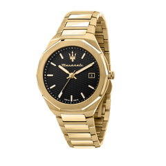 Maserati Men's Watch, Style Collection, Quartz, Time and Date, Steel, PVD Gold – R8853142004, gold, 42mm, bracelet