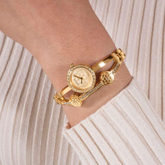 Guess Chloe Analog Watch for Women, 20.5 mm Case Width, Gold Tone/Champagne