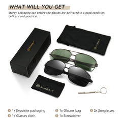 SUNGAIT Ultra Lightweight Rectangular Polarized Sunglasses UV400 Protection
