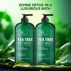 Botanic Hearth Tea Tree Body Wash, Helps Nail, Athletes Foot, Ringworms, Jock Itch, Acne, Eczema & Body Odor, Soothes Itching & Promotes Healthy Skin and Feet, Naturally Scented,16 fl oz 2 Pack