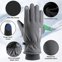 Winter Gloves for Men Women Adult Warm Riding Gloves Touch Screen Finger Microfiber Anti-Slip Design,Ski Gloves Bike Gloves Windproof Waterproof(Grey)