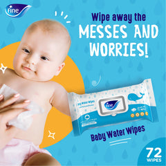 Fine Baby Water Wipes, 99% Pure Water, Free from Alcohol, Fragrance & Paraben, Pack of 24 x 72 Wipes (1,728 Wipes)