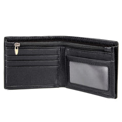 Polare Men's RFID Blocking Cowboy Genuine Natural Crazy Horse Leather Bifold Wallet - Black-Large
