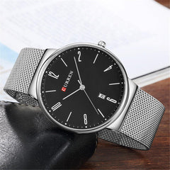 CURREN Men Watch Stainless Steel Band Quartz Watch Business Male Wristwatch 8257 - Silver