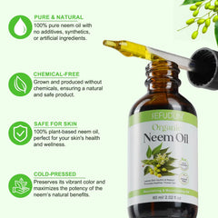 NIKITA.VIVI Organic Neem Oil 60ml, 100% Pure Natural Cold Pressed Neem Oil for Skin Hair and Nails, promote Healthy Hair Growth, Nourishes Skin, Reduces Fine Lines, Nail Fungus Treatment Oils Serum