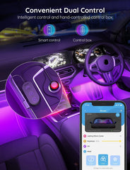 Govee Car LED Lights, Smart Interior Lights with App Control, RGB Inside Car Lights with DIY Mode and Music Mode, 2 Lines Design for Cars with Car Charger, DC 12V