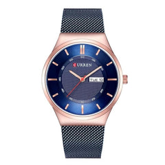 CURREN Anself 8311 Men Watch Quartz Brand Watch Wristwatch Calendar Time Display Stainless Steel Watch - Blue