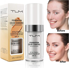 TLM Foundation Liquid,Concealer Cover Cream,Flawless Colour Changing Foundation Makeup,Warm Skin Tone, Cosmetics for Women and Girls