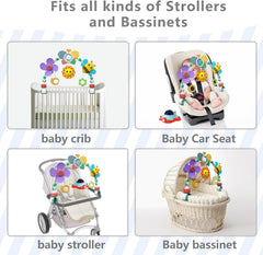 Musical Baby Stroller Arch Toys, Travel Car Seat Toys, Baby Play Arch Crib Accessory Toys,Travel Arch Bassinet Toys for Infant & Toddlers, Pram Activity Arch Bar Toys for Babies Infants 