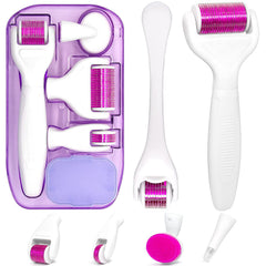 KASTWAVE Derma Roller Kit for Face and Body, Microneedling Roller Titanium for Women and Men Skincare, 0.25mm Microneedle Dermaroller with 5 Replaceable Heads and Storage Case