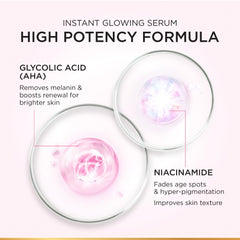 L’Oréal Paris Glycolic Bright Face Serum, Instant Glow 30 ml, With Glycolic Acid & Niacinamide