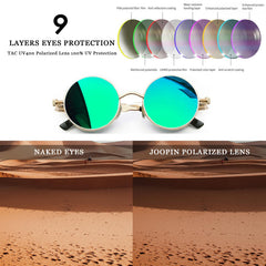 Joopin Steampunk Round Sunglasses - Metal Frame, 100% UV Protection (B01-Gold Mirrored Green)