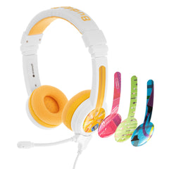 BuddyPhones School Plus - Safe Volume Control Kids Headphones, Foldable and Adjustable, with Detachable 3.5mm Jack and High-Performance Beamforming Microphone, Ideal for Home and Online Study, Extremely Durable - Yellow