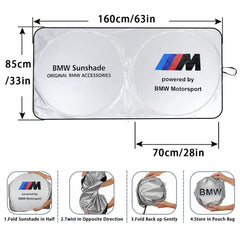 COOLBABY Car Sunshade BM Windshield Cover Inner Sun Shade Visor UV Protection 160x85cm for 4-Series 5-Series 7-Series X1 X3 X4 X5 X6 I8