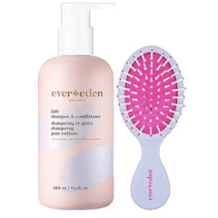 Evereden Kids Hair Care 2 in 1 Shampoo and Conditioner in Cool Peach & Detangling Hair Brush Gentle, Non Toxic Haircare for All Hair Types