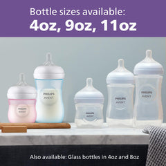 Philips AVENT Natural Baby Bottle with Natural Response, Clear, 11oz, 4pk, SCY906/04