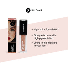 SUGAR Cosmetics - Time To Shine - Lip Gloss - 10 Princess Aurora (Golden beige with Shimmer) - 4.5 gms - High Shine Lip Gloss with Jojoba Oil