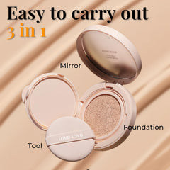 LOVB LOVB Natural Cover Glow Cushion Foundation | Korean Foundation Makeup | Long-Lasting Buildable Coverage | Lightweight and Moisturizing | Flawless Finish 0.42oz (21P Porcelain Ivory)