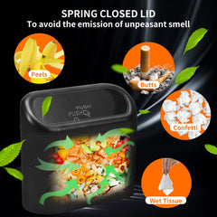 Wontolf Car Trash Can Bin with Lid and 60pcs Trash Bags Small Car Garbage Can Leakproof Mini Car Accessories Trash Bin Car Dustbin Organizer Container for Car Office Home, Black