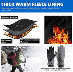 Winter Gloves for Men Women Adult Warm Riding Gloves Touch Screen Finger Microfiber Anti-Slip Design,Ski Gloves Bike Gloves Windproof Waterproof(Grey)