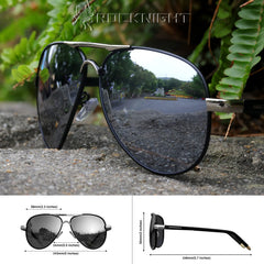 ROCKNIGHT Polarized Aviator Sunglasses for Men Women Metal Flat Top Sunglasses lightweight Driving UV400 Outdoor 58mm