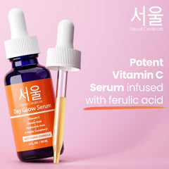 Seoul Ceuticals Korean Skin Care - 20% Vitamin C Hyaluronic Acid Serum + CE Ferulic Acid Provides Potent Anti Aging, Anti Wrinkle Korean Beauty 1oz