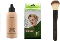 VEDY LONG LASTING MAKEUP COMBO FORT READY TO LOOK MORE BEAUTIFUL & GORGEOUS,1 BRUSH,1 FOUNDATION,1 NOSE STRIPS