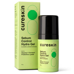 Cure Skin Hydra Gel for Hydration and Shine Control for Oily Skin with Aquaxyl, Farnesol, Probiotic Lysate (17g)