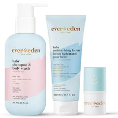 Evereden Newborn Set 2 in 1 Baby Shampoo and Body Wash, Moisturuzing Lotion and Lip Balm Soothing, Cleansing, & Hydrating Baby Shampoo and Lotion Clean and Fragrance Free Skincare