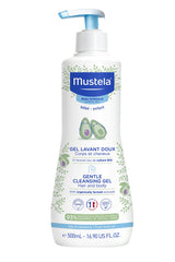 Mustela Baby Gentle Cleansing Gel - Baby Hair & Body Wash - with Natural Avocado fortified with Vitamin B5 - Biodegradable Formula & Tear-Free - Pack of 2 - 500ml