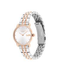 COACH WOMEN'S SILVER WHITE DIAL IONIC PLATED ROSE GOLD STEEL BRACELET WATCH - 14504304
