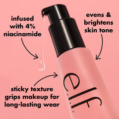 e.l.f. Power Grip Primer + 4% Niacinamide, Gel-Based & Hydrating Face Primer, Evens Skin & Brightens, Grips Makeup, Vegan & Cruelty-Free, 0.811 Fl Oz, Pink, Pack Of 1, 24 ml