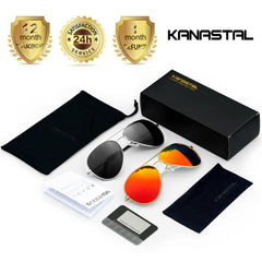 KANASTAL Polarized Sunglasses for Women and Men, Metal Frame Sun Glasses Retro Shades for Mens Driving Outdoor Military Style 100% UV400 Protection