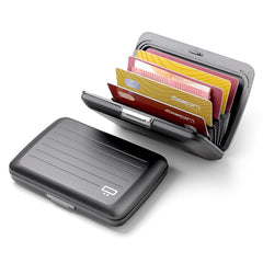 Aluminium Smart Case V2 Wallet - Metal Clasp - RFID Blocking Card Holder - Holds up to 10 Cards and Banknotes - Matt Paint Black