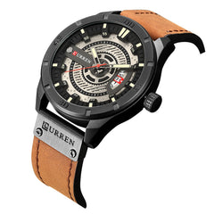 CURREN Men Quartz-Analog Watches Military Sport Wristwatch Waterproof Leather Band The Best Gift for Men 8301