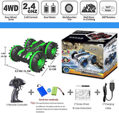 Pussan Gifts for 6-10 Year Old Boys Amphibious Remote Control Car for Kids 2.4 GHz RC Stunt Car for Boys Girls 4WD Off Road Monster Truck Gifts Remote Control Boat Summer Beach Toy Green