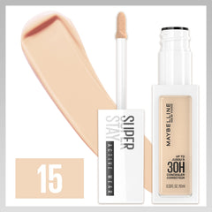 Maybelline Super Stay Liquid Concealer Makeup, Full Coverage Concealer, Up to 30 Hour Wear, Transfer Resistant, Natural Matte Finish, Oil-free, Available in 16 Shades, 15, 0.33 fl oz