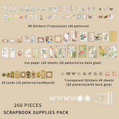260 Pieces Vintage Scrapbook Supplies Pack Vintage Ephemera Bundle Junk Journal Kit for Art Journaling Bullet Junk Journal Planners DIY Paper Stickers Craft Kits Art Journaling Bullet Journals