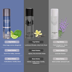 Police Light Blue + Wings Titanium + Contemporary Deo Combo Set 600ml