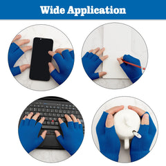 Fingerless Gloves for Women Men Winter Fingerless Mittens for Women Men Warm Knitted Gloves Typing Half Finger Gloves - Blue