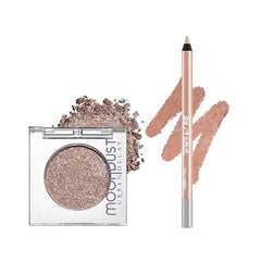 URBAN DECAY Space Cowboy Eyeshadow + Eyeliner Duo Set Moondust Glittery Eye Shadow (Champagne Gold Silver Sparkle) 24/7 Waterproof Eyeliner Pencil (Light Peach Shimmer + Silver Glitter)