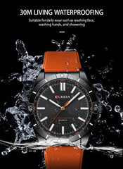 CURREN New Model CURREN Men's Analog Quartz Wrist Watches Simple Watches Silicone Band Luminous Wristwatch Business Men 8449 Fashion - ORANGE BLACK