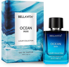 BellaVita Luxury Ocean Aquatic Eau De Parfum for Men - Fresh Citrusy & Fragrance with Marine, Orchid & Musk | Lasting Mens Perfume | OUD & Vanilla Notes | Ideal Perfume for Men, Gifts for Men, 100ml