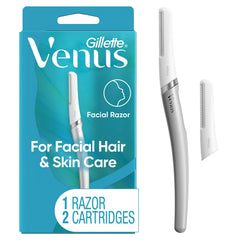 Gillette Venus Facial Razor, Exfoliating Dermaplaning Tool for Face with 2 Blade Refills