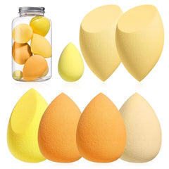 SATTAR Makeup Sponge Set BS-MALL Blender Sponges 7 Pcs for Liquid, Cream, and Powder, Multi-colored with 1 Mini Makeup Sponge Pink (Yellow)